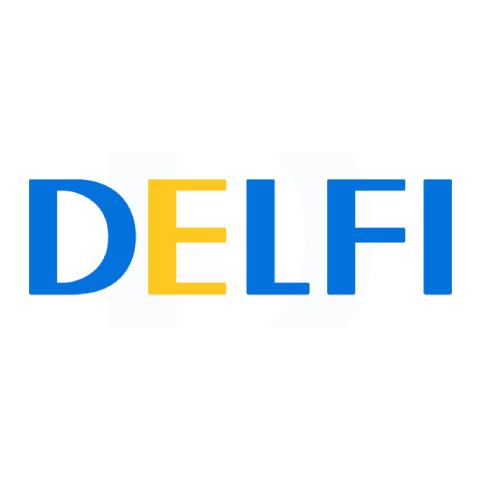 Kineziterapijos klinika ir Delfi logotipas